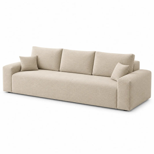 Sofá tres plazas tela algodón beige 220 cm