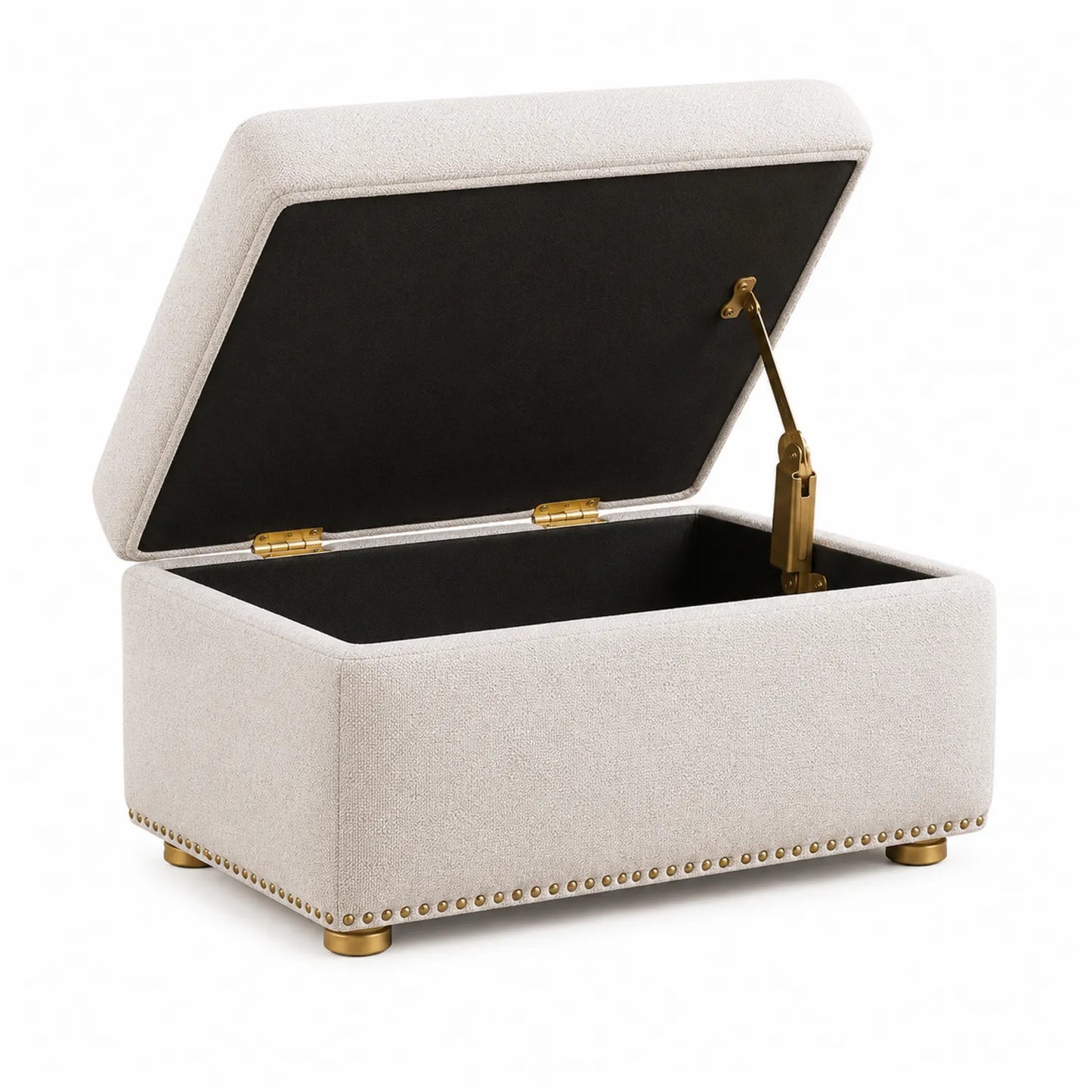 Banco de almacenamiento tapizado beige 80x40x45 cm