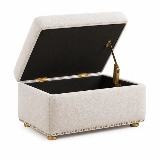 Banco de almacenamiento tapizado beige 80x40x45 cm