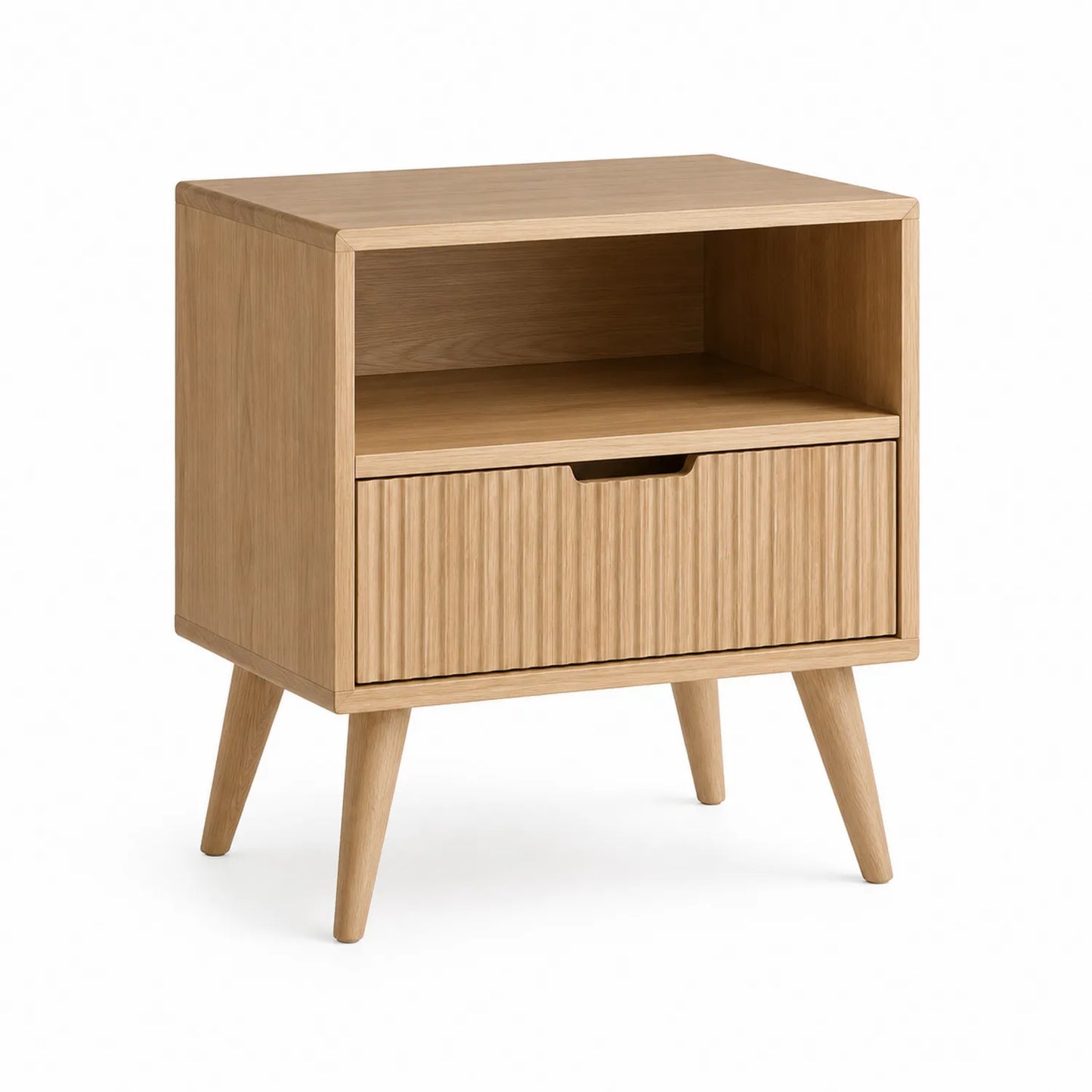 Mesita de noche de madera de roble con cajón y estante abierto 50x40x60cm