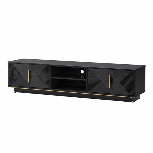 Mueble de MDF con puertas y estantes de 180x40x50 cm en Negro y Dorado