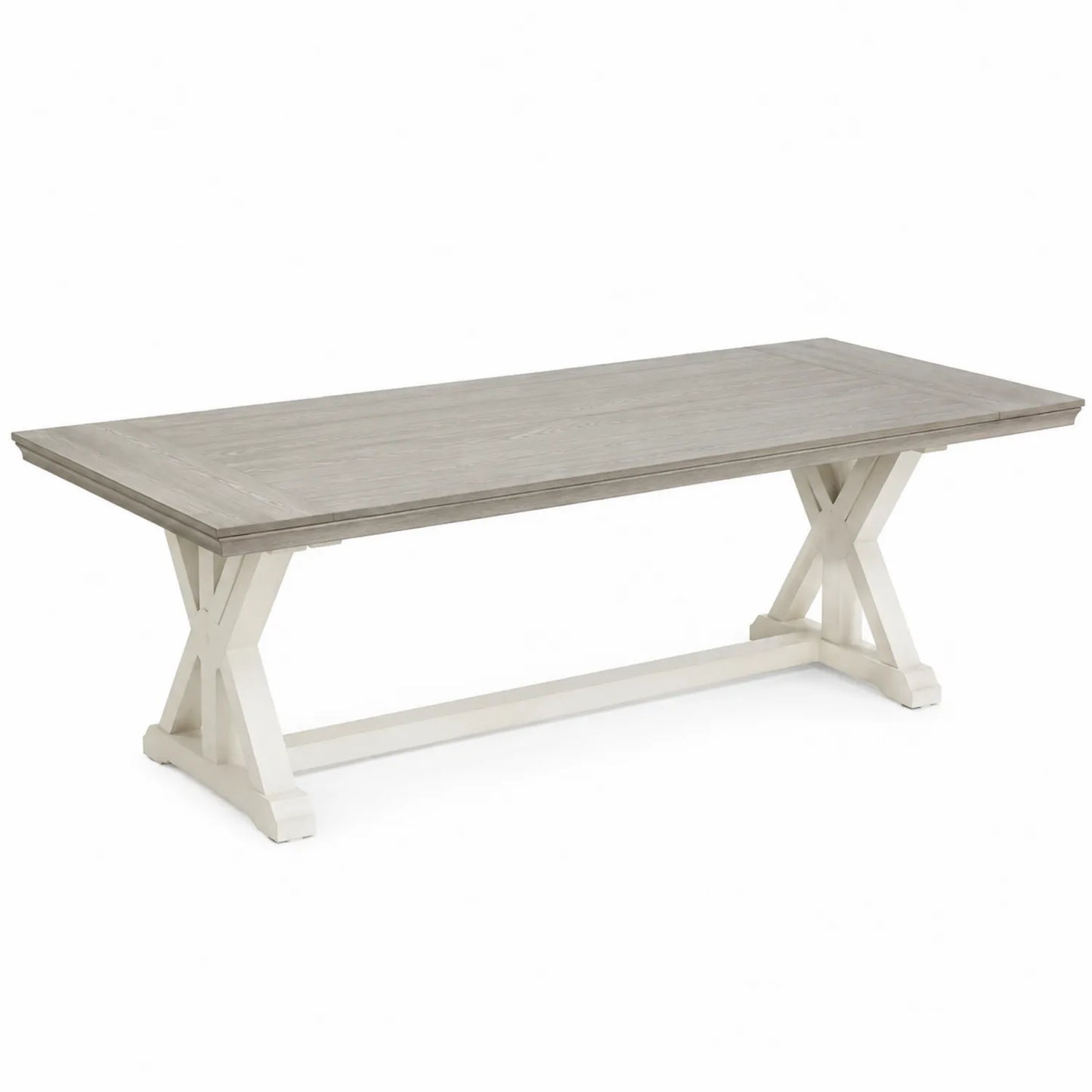 Mesa de comedor rectangular de madera marrón claro con base blanca 180x90x75 cm