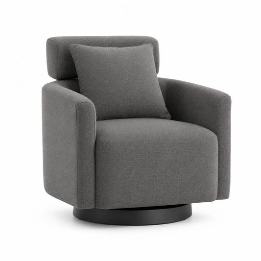 Sillón giratorio de tela con base redonda