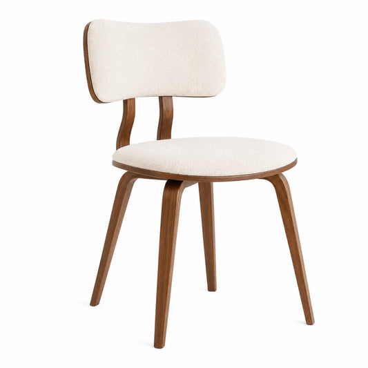 Silla de madera contrachapada y tela beige