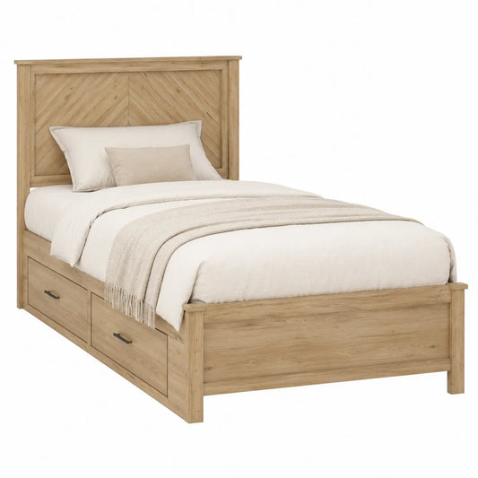 Cama individual de madera con almacenamiento inferior 200x100 cm