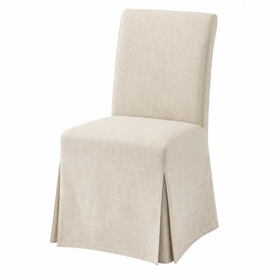 Silla de comedor tapizada en lino beige 45x55x90 cm