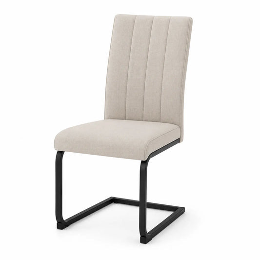 Silla de tela beige con estructura de metal negro 95cm